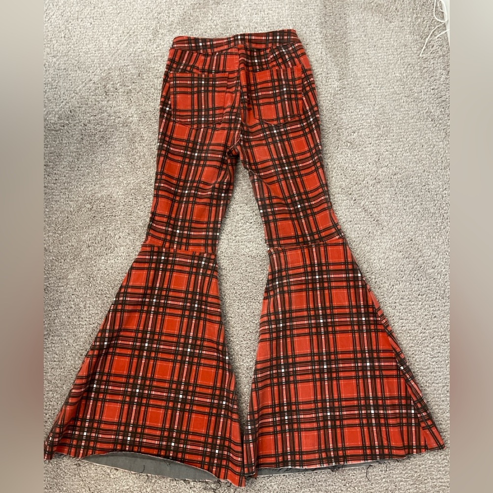 We the Free Just Float On Red Plaid Flared Pants Size 27 - Picture 7 of 8